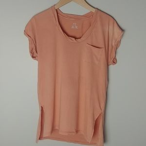 Aerie Oversized Short Sleeve Long Line   Pockets Tee